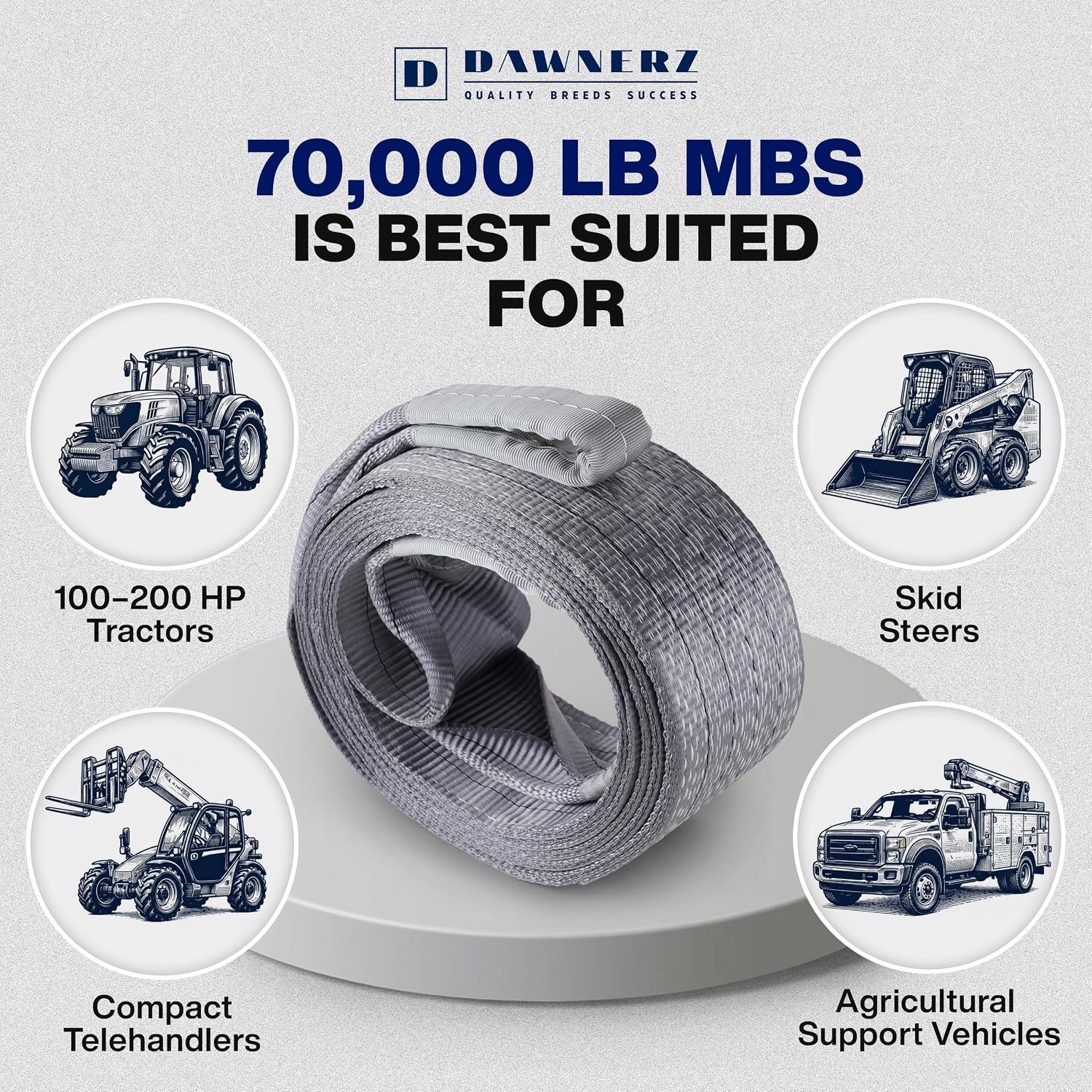 Heavy Duty Tow Strap 70000 lbs Minimum Break Strength 30ft - Recovery Tow Rope for Truck Van RV 35 US Tons 7.5 m