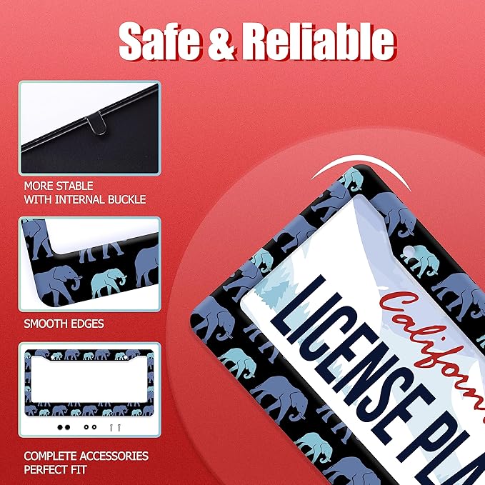 Elephant Family License Plate Frame Animal License Plate Stainless Steel Parts - Image 2