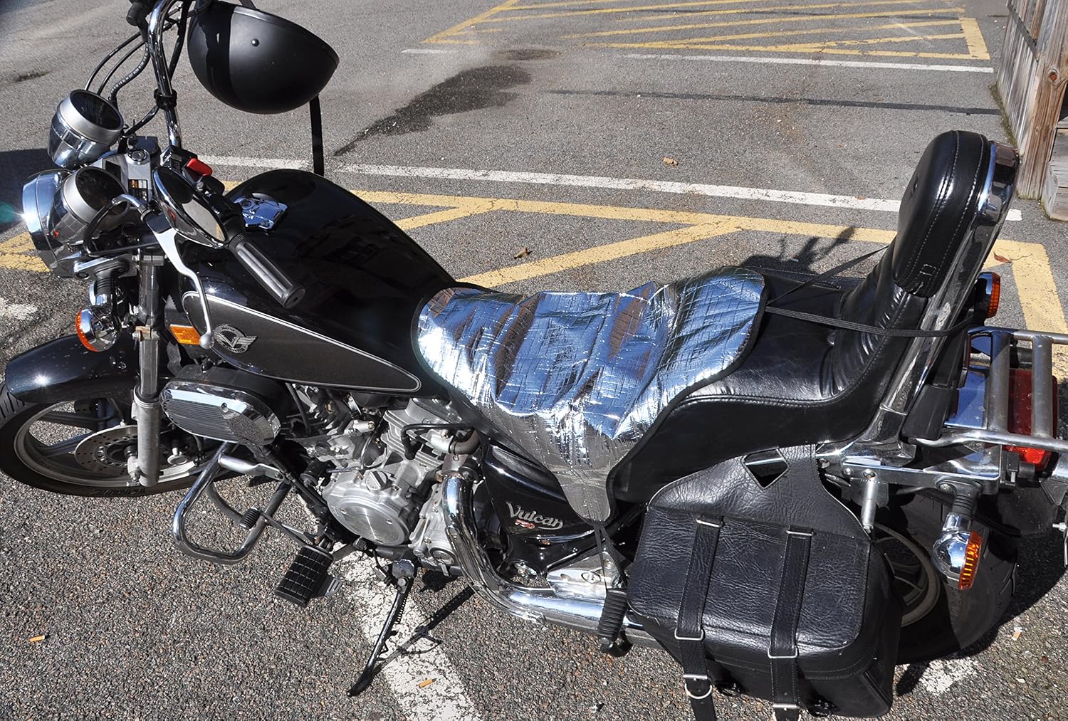 Sun Reflective Motorcycle Seat Cover Waterproof and Light Resistant Protection | Heat Resistant Shield for a Cooler Motorbike Seat | Compact with Nylon Drawstring Bag