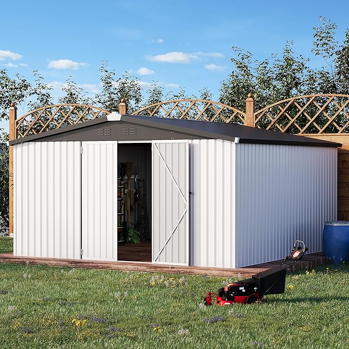 AECOJOY 12' x 12' Outdoor Storage Shed, Large Metal Sheds & Outdoor Storage - Image 5