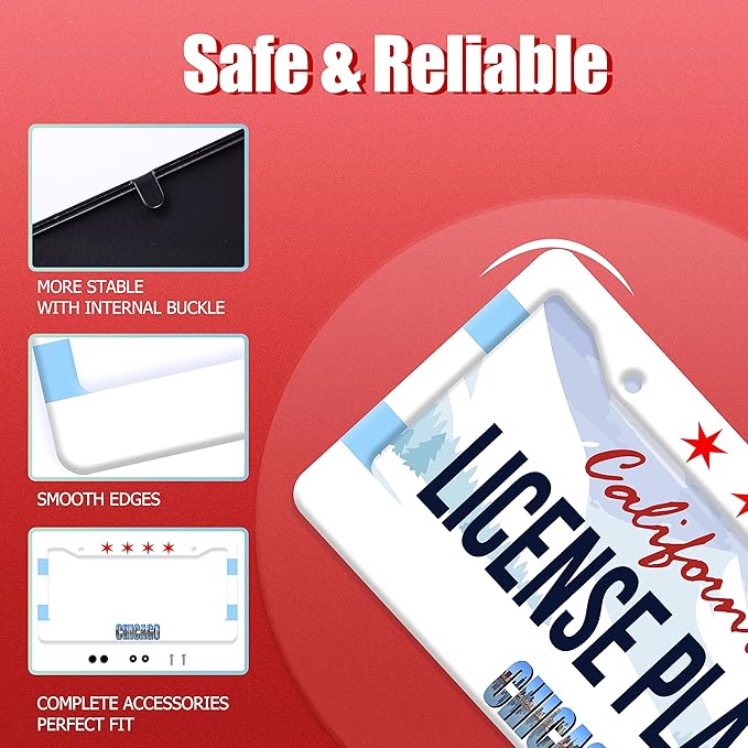 Chicago Flag License Plate Frame City Theme License Plate Stainless Steel Parts - Image 2